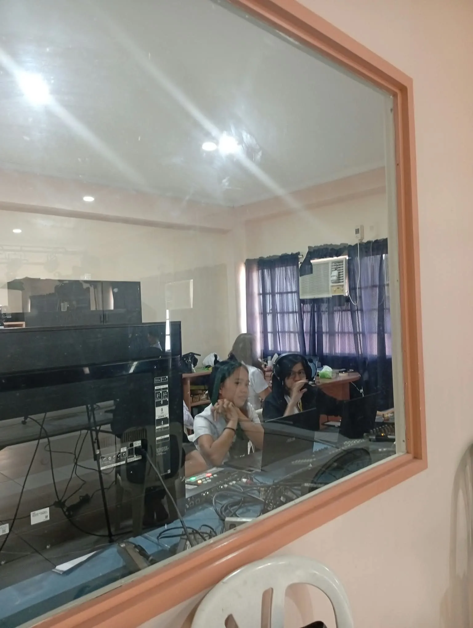 Another view through the window into the production room.