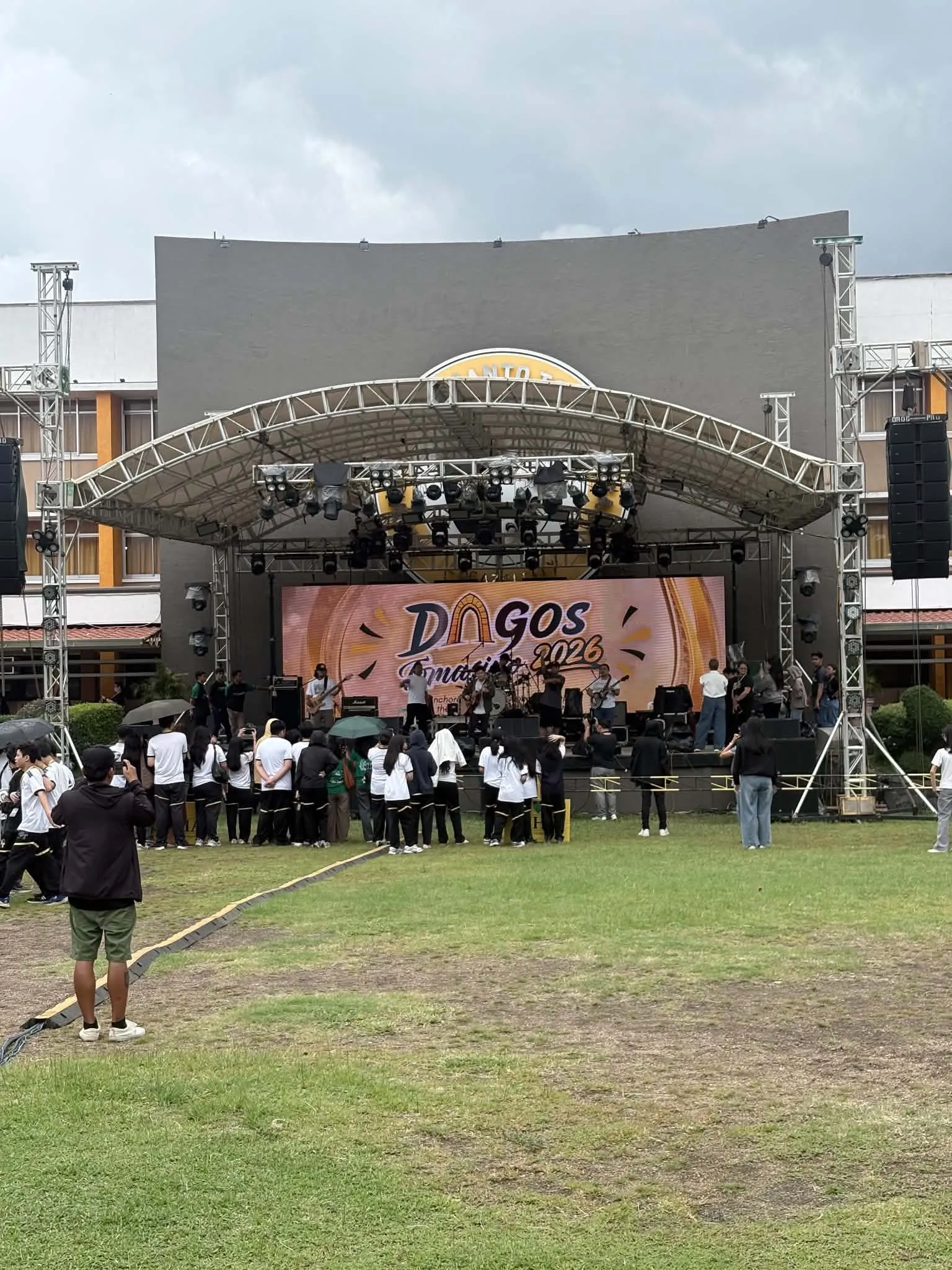The Dagos Tomasino stage on the field, the audience in front of it.