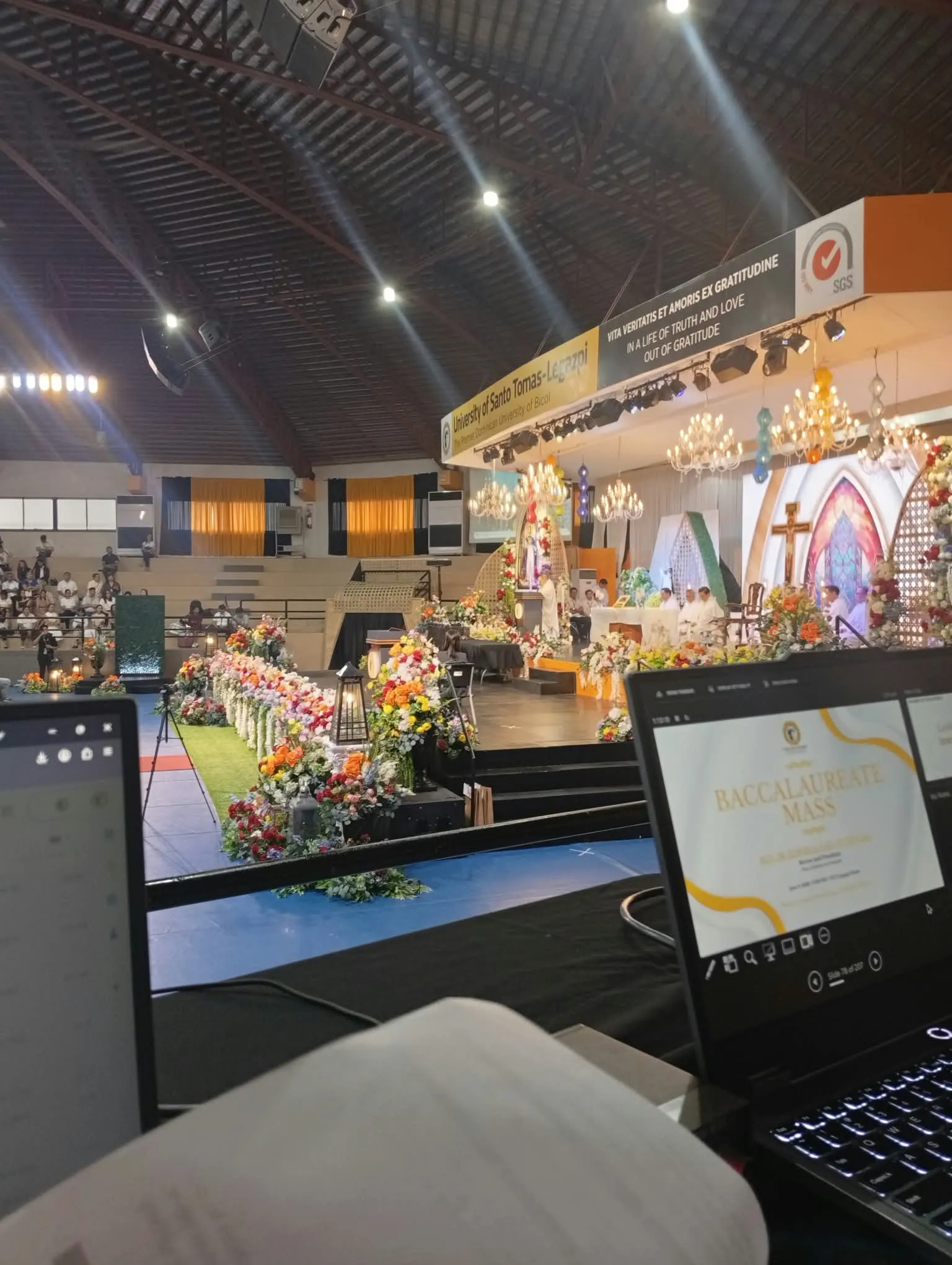 The stage and the audience from the production desk.