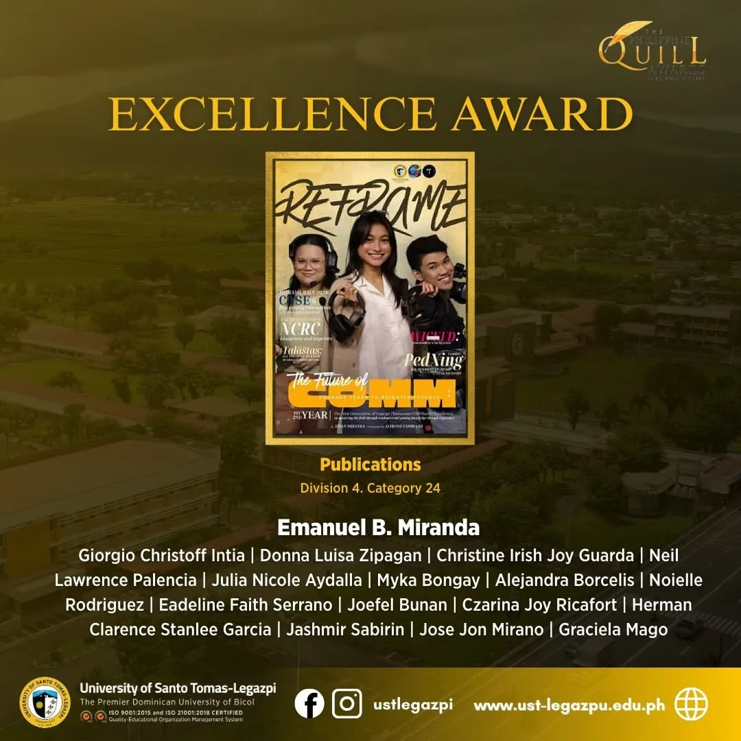 Excellence Award announcement for Reframe, in Publications.